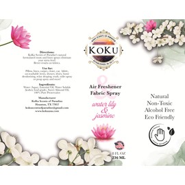 Water Lily Jasmine Air Freshener - Room Spray - Odor Eliminator - Deodorizer - Car Air Freshener - Home Spray - Linen Spray - Fabric Refresher - None Toxic - Alcohol Free - Made in USA (8 Oz)