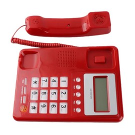 EBTOOLS Teléfono Fijo Rojo, Teléfono de Escritorio Alámbrico con Cable de Modo Dual DTMF/FSK, Pantalla de Identificación de Llamadas, Función Flash, p