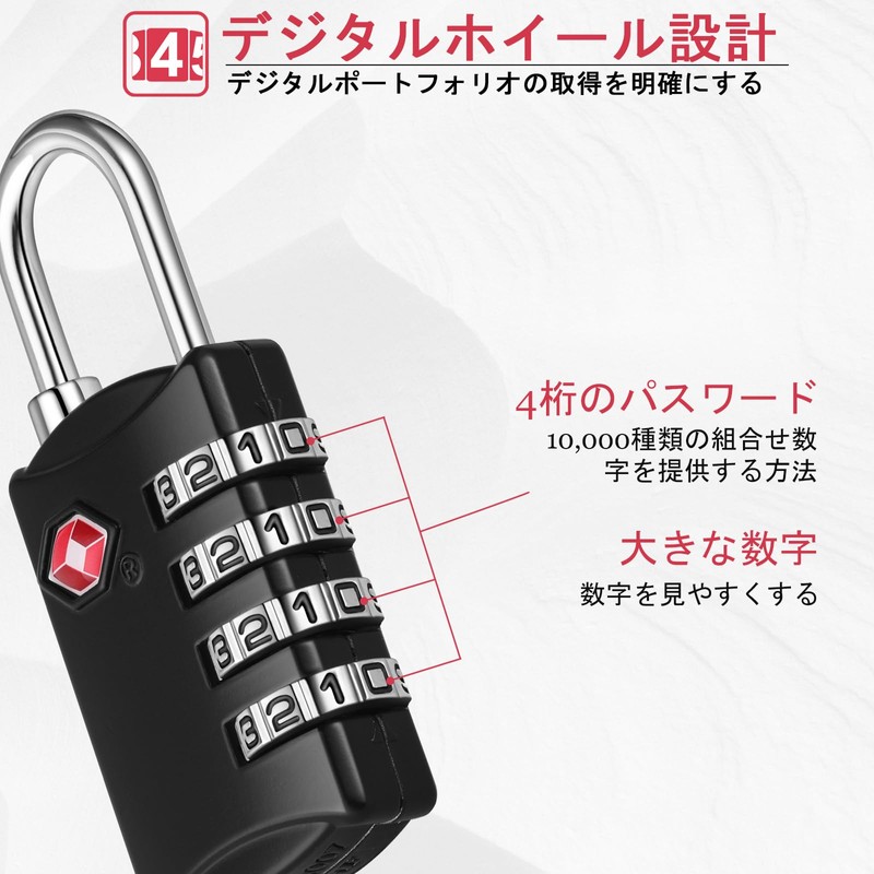 NAGE Padlock, 4 Digit Tsa Lock, Small Dial Lock, PIN