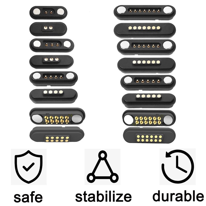 1Pair Magnetic Pogo Pin Connector, 2P/3P/4P/5P/6P/7P/8P/9P/10P/12Pin DC Power Male+Female Socket,