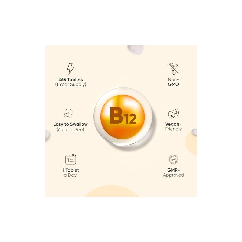 Vitamin B12 Tablets - 365 Tablets - 1 Year Supply
