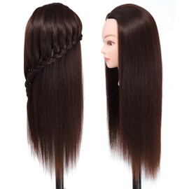 Louis Sea May 26-28' Mannequin Head Synthetic Fiber Hair Styling Training Head Doll Beauty Manikin Mannequin Practice Head Table Clamp Holder