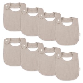 Wimist Muslin Baby Bibs 8 Pack Bandana Baby Bibs for Teething, Toddler Bibs for Unisex Boys Girls, Drooling Baby Bibs Set for Infants Newborns, Skin Safe & Easy Clean (Beige)