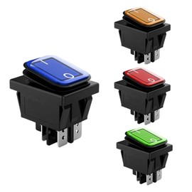JINXIAN 4 Pcs 16A 250V Rocker Switch Waterproof Switch 4 Terminal 2 Position Power ON OFF on Rocker Switch for Most Types of Electrical (Red/Green/Yellow/Blue)