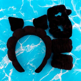 AOPRIE SPA Headbands for Washing Face Makeup Scrunchies Powder Puff Women Facial Head Band Wrist Towel Wraps For Shower Face Mask Black Style Black, 7 Pack