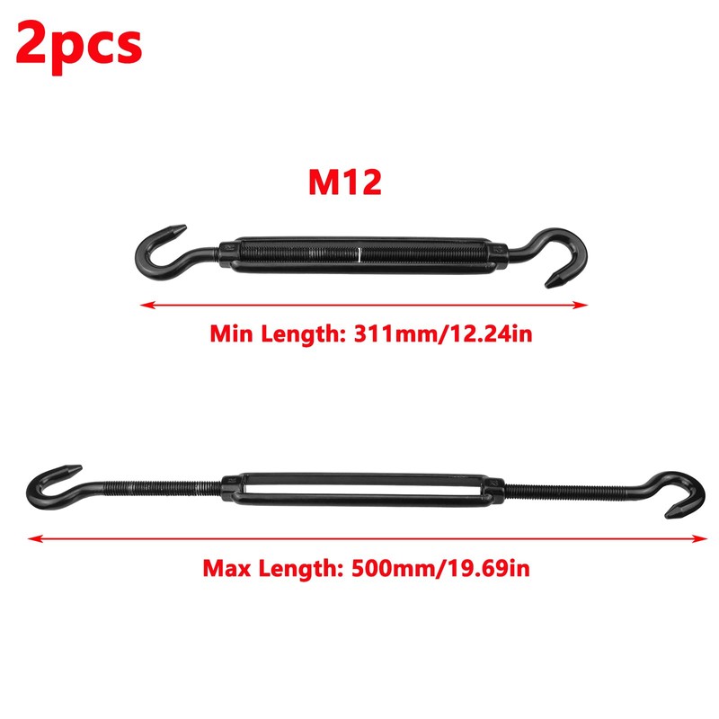 Antrader M12 Turnbuckle Hook and Hook,2Pcs Stainless Steel Turnbuckles M12
