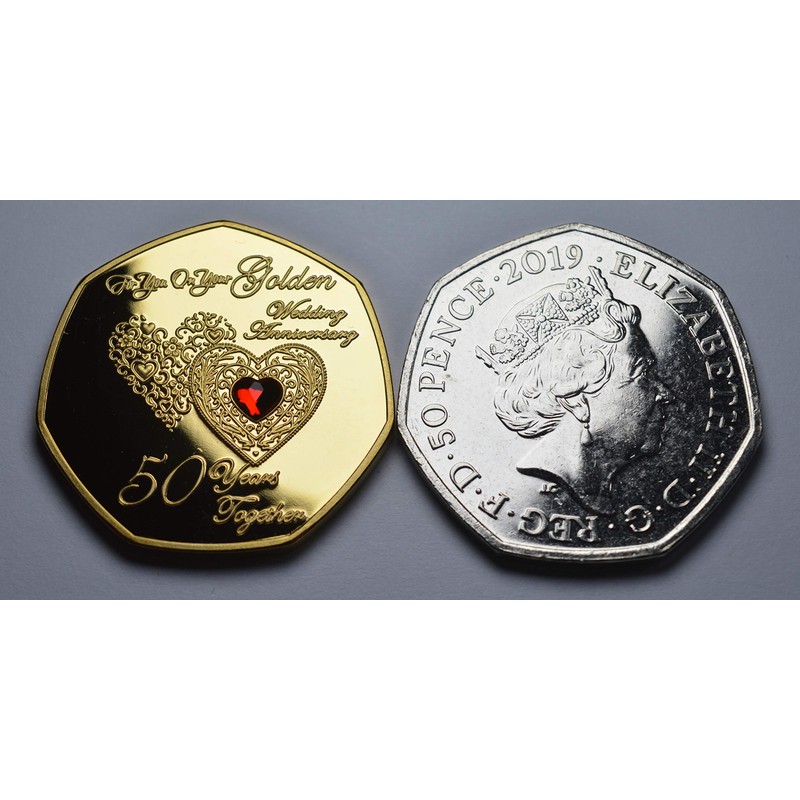 The Commemorative Coin Company 50th GOLDEN WEDDING ANNIVERSARY 24ct Gold