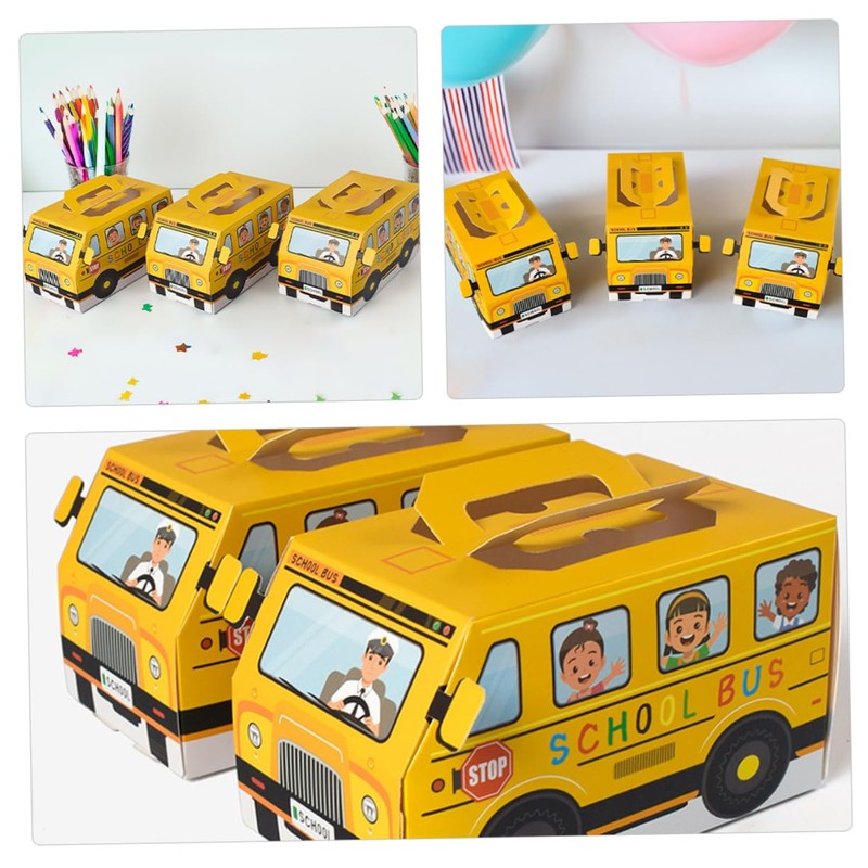 LABRIMP Festive Back to School Candy Holder Bus Theme Paper