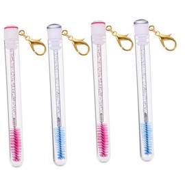 PACKOVE 4pcs Eyelash Brush Tubes Keychain Stylish Mascara Bottles for Makeup Application Ergonomic Eyebrow and Eyelash Combs for Salon and Daily Use