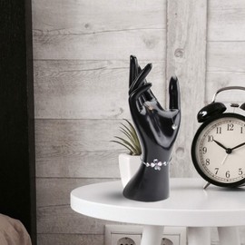 Cabilock 2 pieces hand shape ring holder hand chain stand jewellery organiser female mannequin hand necklace bracelet display rack for home shop decoration black