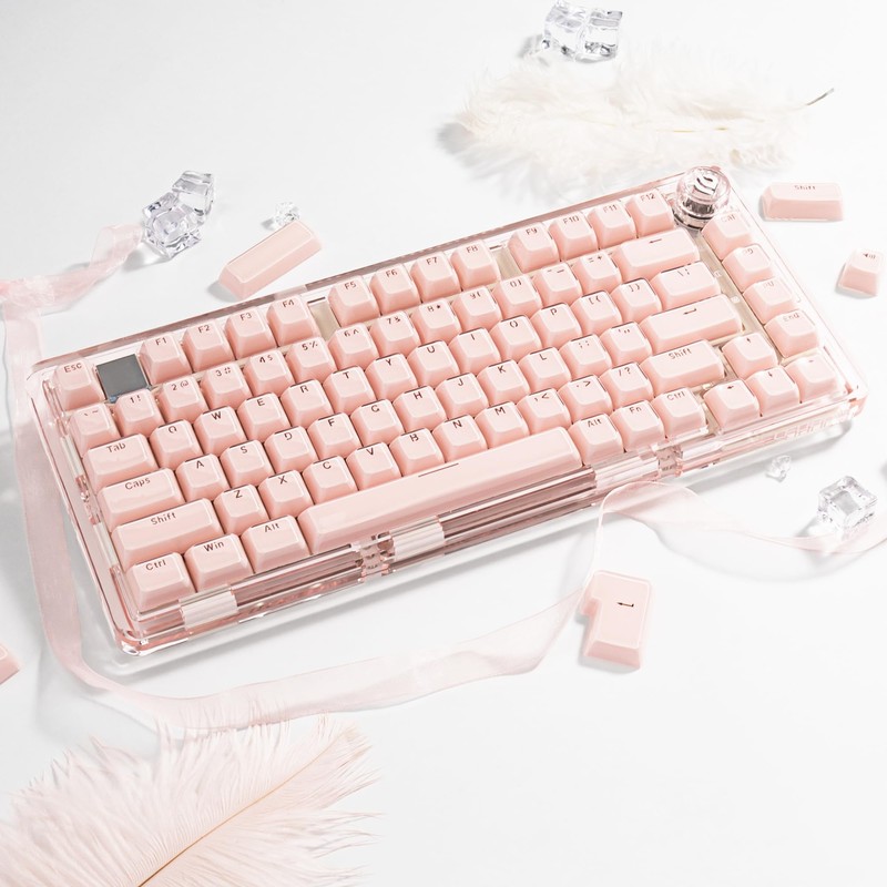 GEKUCAP Pink Clear Keycaps, Translucent Custom Keyboard Key Cap, MDA
