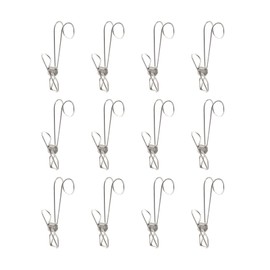 BdiliUSA 12 Pieces Heavy Duty Stainless Steel Long Tail Wire Clothes Pins with Hook, Cord Clothes Pins Hanging Peg Clips Utility Clips for Laundry Outdoor Clothesline Kitchen Camping