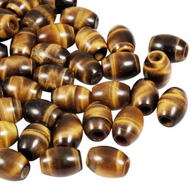 KYEYGWO Tiger's Eye Stone Large Hole Polished Gemstone Beads for Bracelets, Oval Loose Charms European Bead for Jewelry Making, Pack of 20