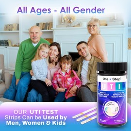 One Step UTI Test Strips, 100 Strip Tub, 3-in-1 Parameter At Home UTI Test for Women, Men & Kids, Urine Test Strips for UTI & Bladder, Easy to Use Urinary Tract Infection Test Kit, Home Health Tests