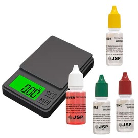 Gold Testing Kit with Digital Scale200gx0.01, 10K 14K 18K Silver Sterling Solutions– Complete Set for Jewelry, Coins, Silver, Platinum & Scrap Metal Identification – Portable & Professional Use