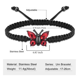 QGJNSGC Cremation Jewelry Butterfly Urn Bracelet for Human Ashes for Women Adjustable Memorial Keepsake Rope Bracelet