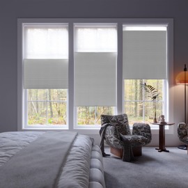 Day Night Cellular Shades Cordless, Blackout/Light Filtering Double Honeycomb Shades for Window, Top Down Bottom Up 2 Shades in 1 Custom Accordion Blinds for Home, Office(White, 30" W x 48" H)