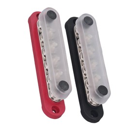 Bus Bar, 2Pcs 300VAC 48VDC 150A Bus Bar M6 Thread Power Distribution Block with Cover Bus Bar Terminal Block for Automotive Car, Connecting Blocks