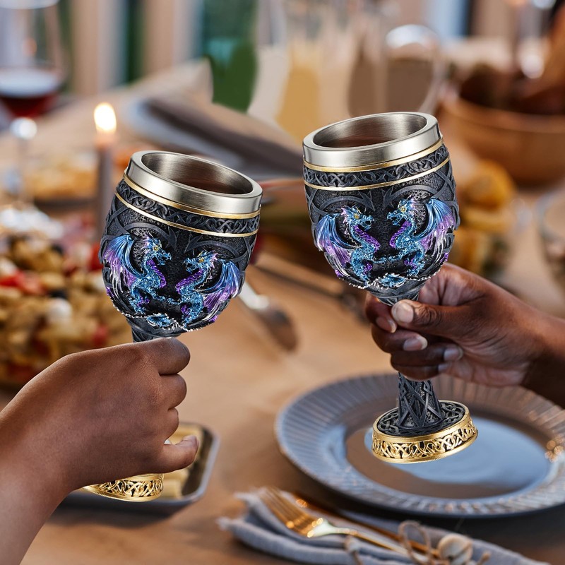 Jinei 2 Pcs Medieval Cups and Goblets Dragon Wine Goblet
