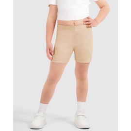 HASMES 3 Pack Girls Bike Shorts Littler Girls Dance Shorts Toddler Safety Active Under Dress Shorts 10-12 Years (Skin)