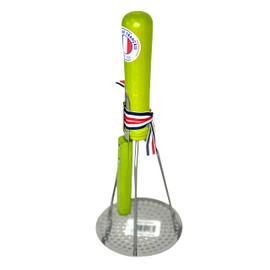 Roger Orfevre Stainless Steel Potato Masher & Peeler Combo, 100% Made In France, Wood Handle (Green)