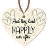 Romantic "And They Lived Happily Ever After" Heart-Shaped Wooden Plaque