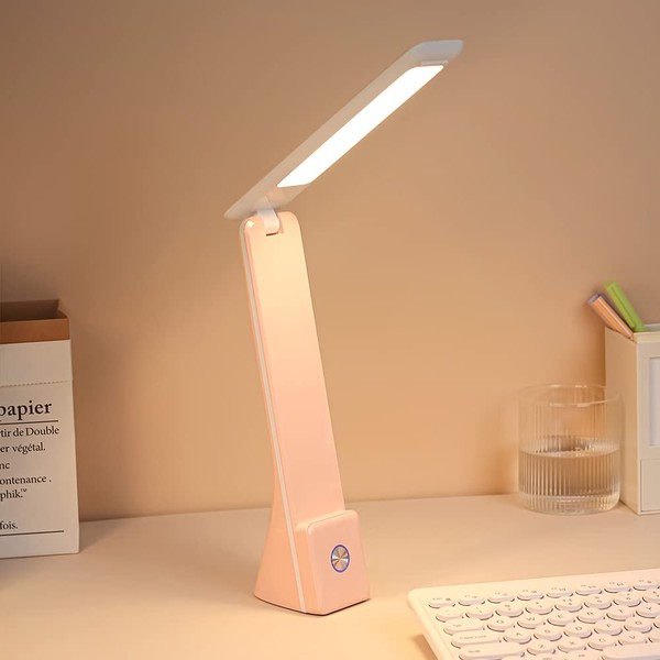 CometMars LED Desk Lamp (Pink), Cordless Lamp with 3 Lighting