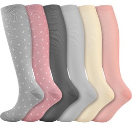 TRIITECH 6 Pairs Upgraded Copper Compression Socks for Women and Men, 20-30mmHg Best for Running, Hiking, Nurse, Travel