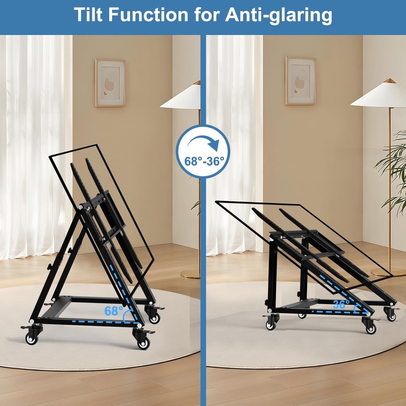 Duiliuu Low Height Mobile TV Stand, Low TV Stand with