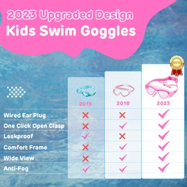 Vvinca Kids Swim Goggles, 2 Pack Swimming Goggles Wide View Anti-Fog Anti-UV Pool Goggles, No Leak Quick Adjustable Strap Swimming Glasses for Kids Youth Children Girls Boys Age 3-12
