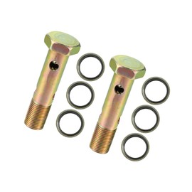 Motoforti Universal M18x1.5 82mm Length Motorcycle 4 Hole Hollow Bolt Screws with Washers Set Brake Hollow Screws Metric Thread Bronze Tone - Pack of 8 Long-lasting