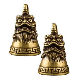 MAGICLULU 2pcs Vintage Brass Monster Bell Pendant Chic Hanging Decor for Home Lightweight Portable Fengshui Ornament Craftsmanship for Evil Spirit Protection