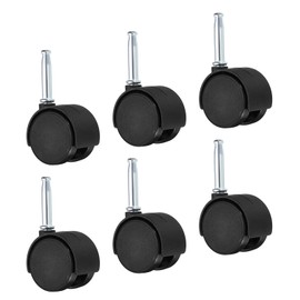 PATIKIL 1.5 Inch Swivel Stem Casters, 6 Pack Nylon 360 Degree Insert Swivel Stem Wheels for Chair Shelf Furniture Replacement, Black
