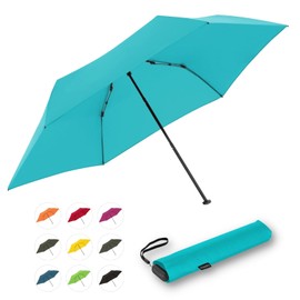 Doppler Pocket Umbrella Zero, 99 Flat I Ultra Light Umbrella in Aqua Blue I Small Umbrella I Mini Umbrella I Easy to Open I Flat & Compact I Pocket Umbrella Windproof