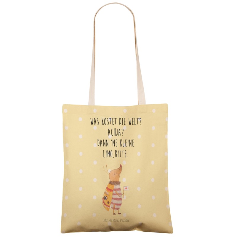 Mr. & Mrs. Panda Moth Shopping Bag with Flag, yellow