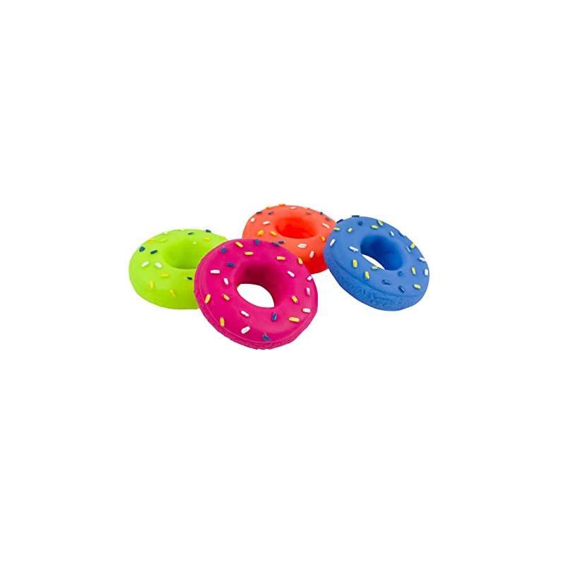 3.7 Inch Donut Squeaky Dog Toy Assorted Colors