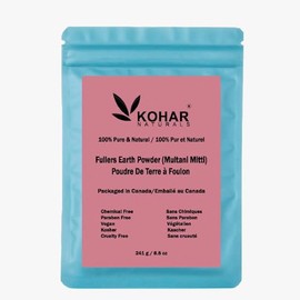 Pure & Natural Multani Mitti Powder - Natural Fuller’s Earth Clay for Deep Cleansing, De-Tan, Detoxifying and Radiant Skin. Packed in Canada. Vegan & Kosher Certified. 241 g / 8.5 oz