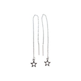 Miniblings Star Chain Earrings Pendant Stars Chain Earring Long Silver Handmade Fashion Jewellery I Earrings Silver Plated, Metal, No Gemstone