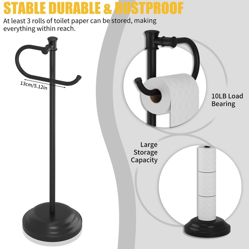 BESy Toilet Paper Holder Free Standing Bathroom Toilet Tissue Holder