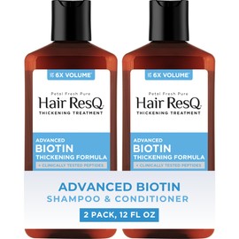 Petal Fresh Hair ResQ Advanced Biotin Shampoo & Conditioner For Noticeably Thinning Hair, Strengthens & Volumizes, Vegan & Cruelty-Free 2-Pack, 12 Fl Oz