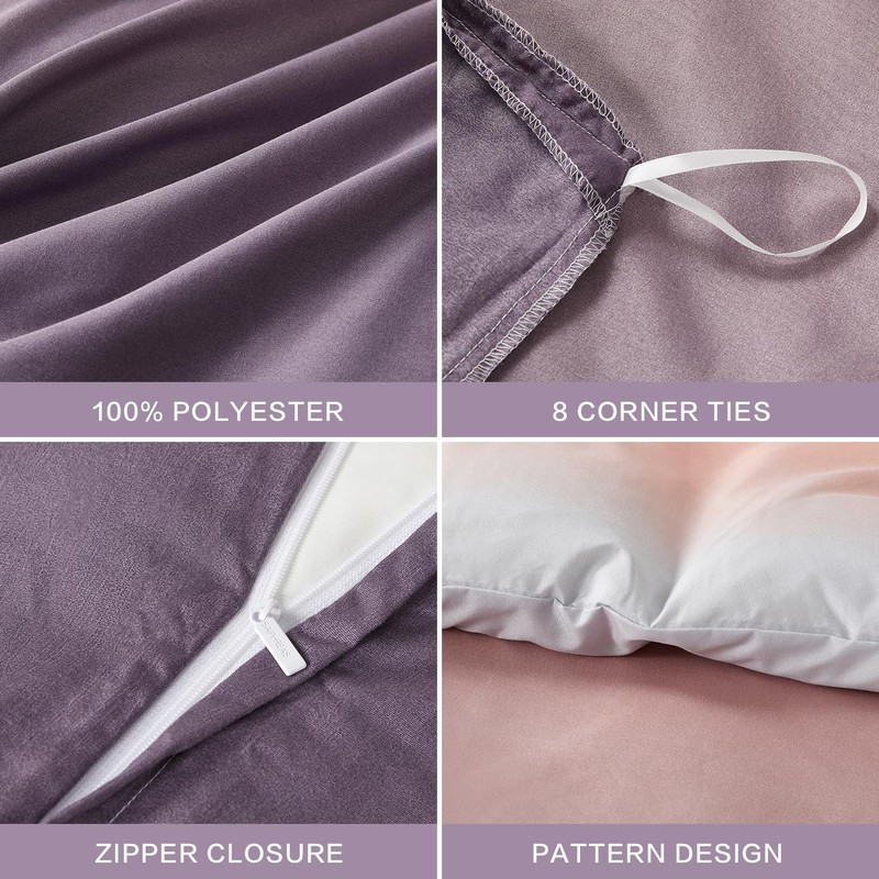 SAPHREAS Purple Pink Gradient Duvet Cover Set-Soft&Comfortable King Size Duvet