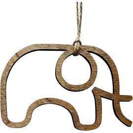 Wooden Friendship Elephant Ornament – Christmas Tree Topper and Wall Hanging Décor for Home, Tribal Sisterhood Gift for Women, Eco-Friendly Holiday Decoration