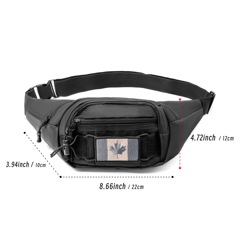 Tactical Fanny Pack with A Free Flag Patch, Multi-Layer Waterproof