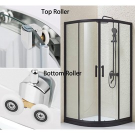 Cokritsm 4PCS Shower Door Rollers, 23mm Sliding Shower Doors Wheels, Replacement Wheels Shower Doors，2xDouble Twin top/Bottom Shower ，Shower Door Runners Pulleys for Curved Glass Doors 4-6mm