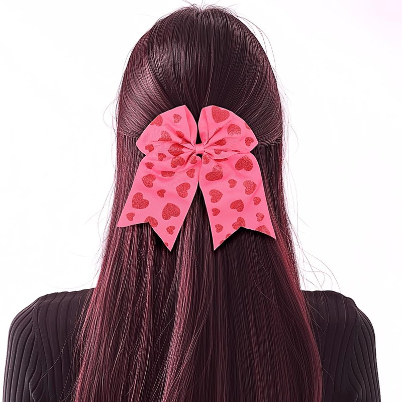 Valentine's Day Heart Hair Bows Ties Pink Bow Hair Tie