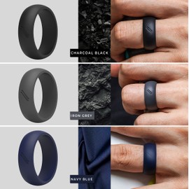 ThunderFit Silicone Wedding Rings for Men, 16 Rubber Engagement Bands 8.7mm Wide 2.5mm Thick (16-16.5 (24.2mm))