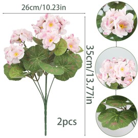 CISDUEO 2 Pcs Artificial Geranium Flowers for Outdoors Silk Geraniums Flowers Outdoor Pink Geranium Bush Faux Flowers Geraniums for Outdoor Decor Indoor Garden Patio Grave Cemetary Table Centerpiece