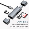 TRkin SDカードリーダーUSB 3.0 4 in 1カードリーダーSD/TF同時読み書きサポートOTG高速伝送多機能カメラアダプタMacOS WindowsサポートパソコンSD microSD SDXC SDHCなど（シルバーグレー）