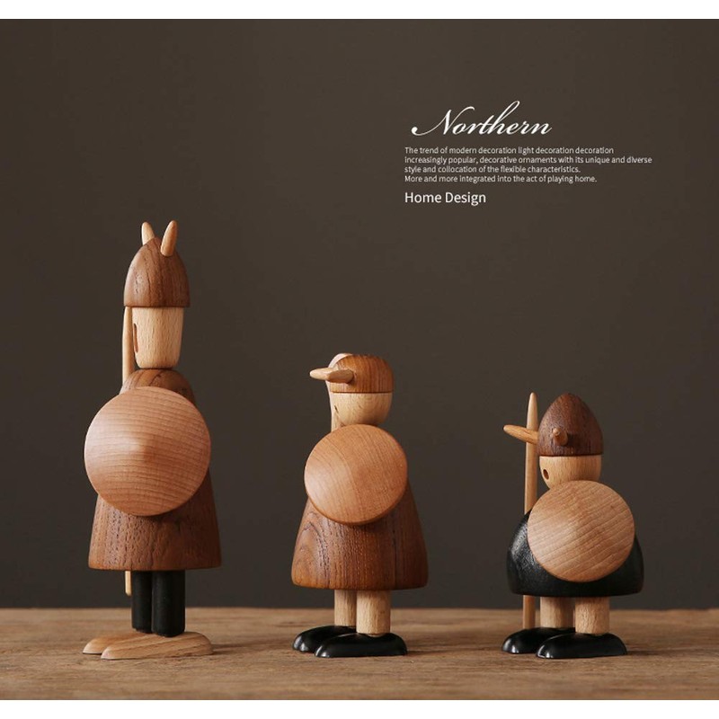 Viking Viking Viking Doll Figurine Scandinavian Style Wood Design (Natural