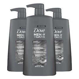 DOVE MEN + CARE Champú de carbón + arcilla, 3 unidades para un cabello de aspecto saludable, limpiadores a base de plantas de origen natural, 25.4 onz